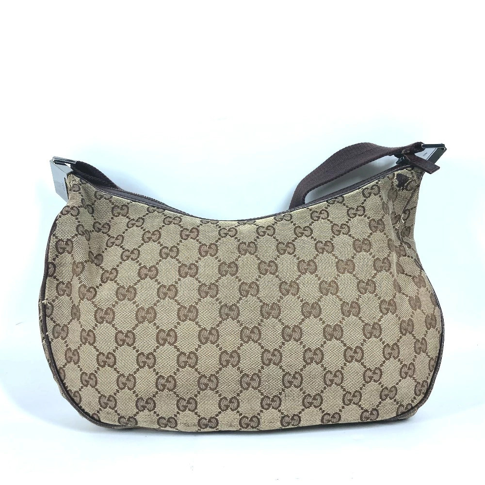 Gucci Bag Shoulder GG Crossbody Leather Clutch Beige Canvas